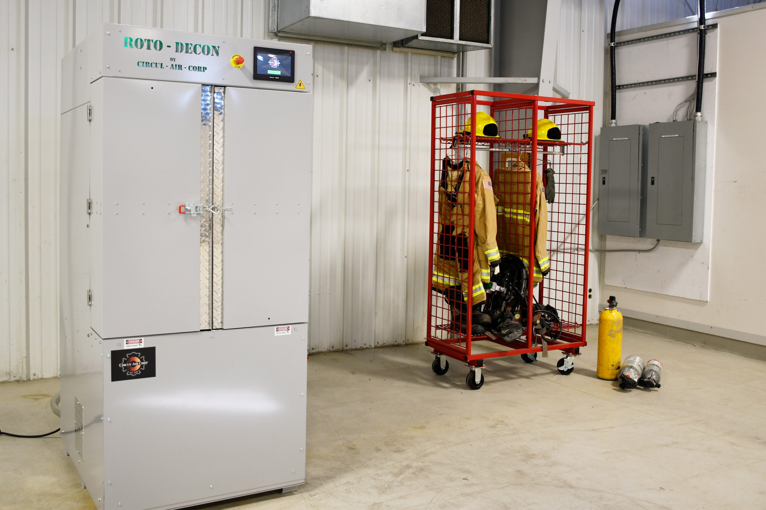 Roto-Decon with mobile lockers in the background